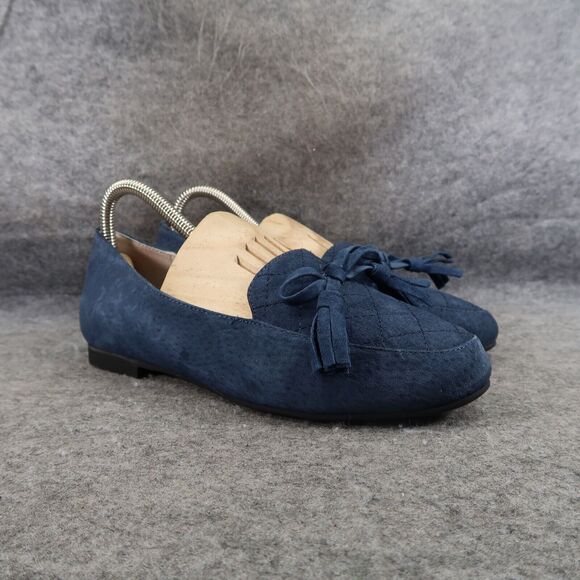 Propet Shoes Women 7.5 Slip On Flats Loafer Slipper Leather Blue Classic Comfort - Picture 1 of 15